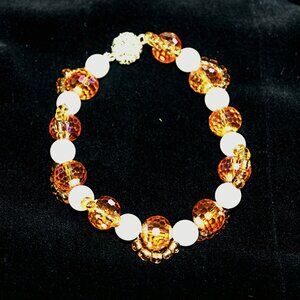 Beautiful Tangerine Crystal and Faux Pearl Magnetic Bracelet Bundle Item